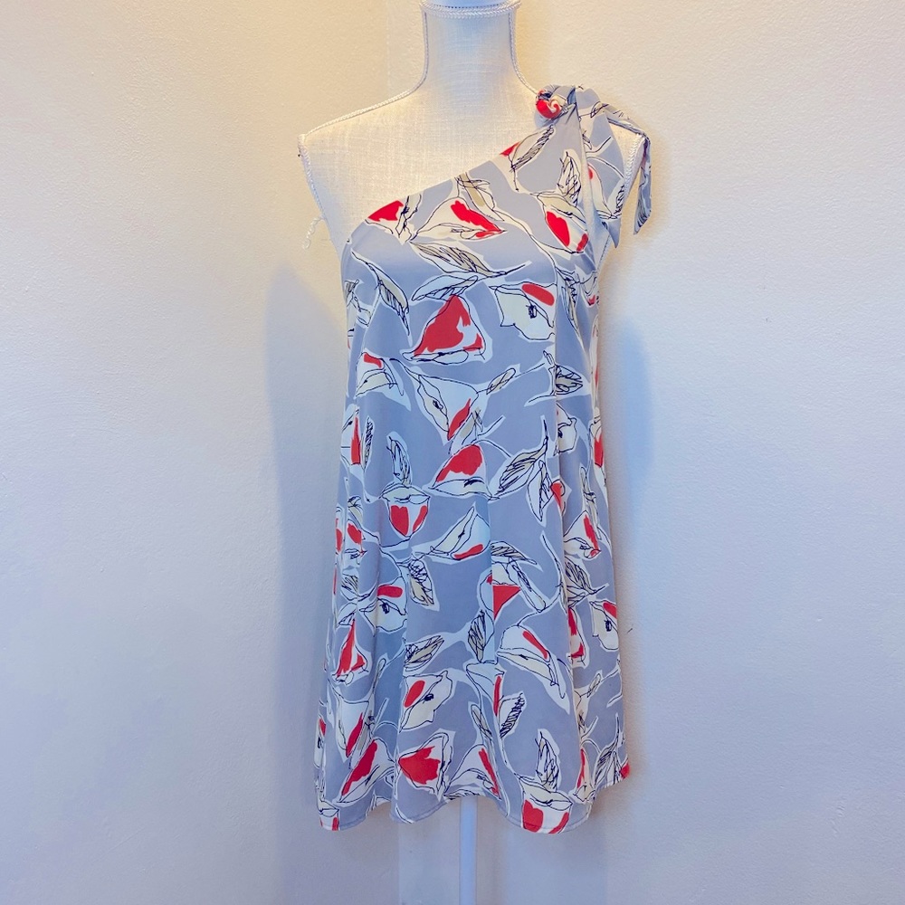 MOD Tie One Shoulder Gray/Orange Dress